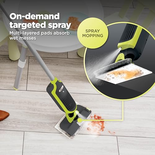 Image of Shark VACMOP Cordless Hard Floor Cleaner, Vacuum and Spray Mop, Powerful Suction, Lightweight, Includes 2 Disposable Pads, 12oz Multi-Surface Cleaning Solution, Gray, VM180