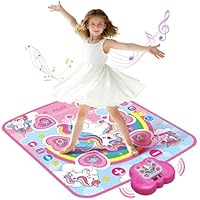 Humzo Unicorn Toys Dance Mat for Girls – Bluetooth Light-Up Musical Floor Mat with 4 New Game Modes, Adjustable Volume, 2025 New Gift for Girls Ages 3-12 Birthday & Christmas (Pink)