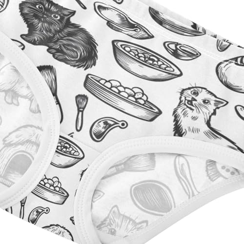 ZZKKO Black White Line Cat Girls Underwear Toddler Panties for Girls Comfort Brief Size 8Y3