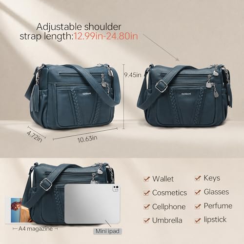 Image of Crossbody Purses for Women Pocketbooks Soft PU Leather Crossbody Bags Multi Pocket Shoulder Bag