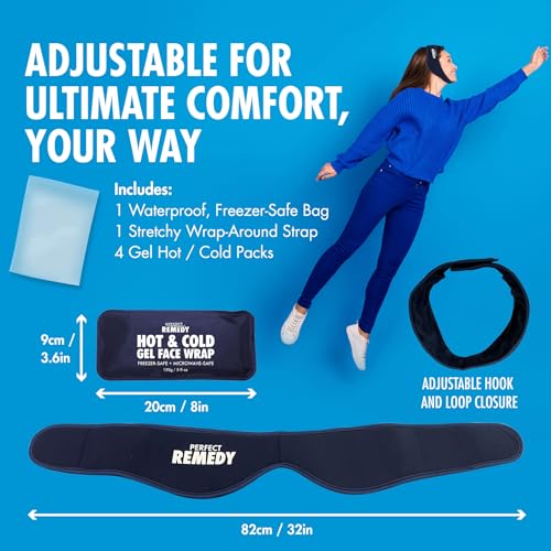 Image of Perfect Remedy Wisdom Teeth Ice Pack Head Wrap - Reusable Cold Compress Aid for TMJ, Jaw Pain, Wisdom Teeth Recovery, Tooth Pain & Face Swelling Conditions - Adjustable Head Wrap for Max Comfort