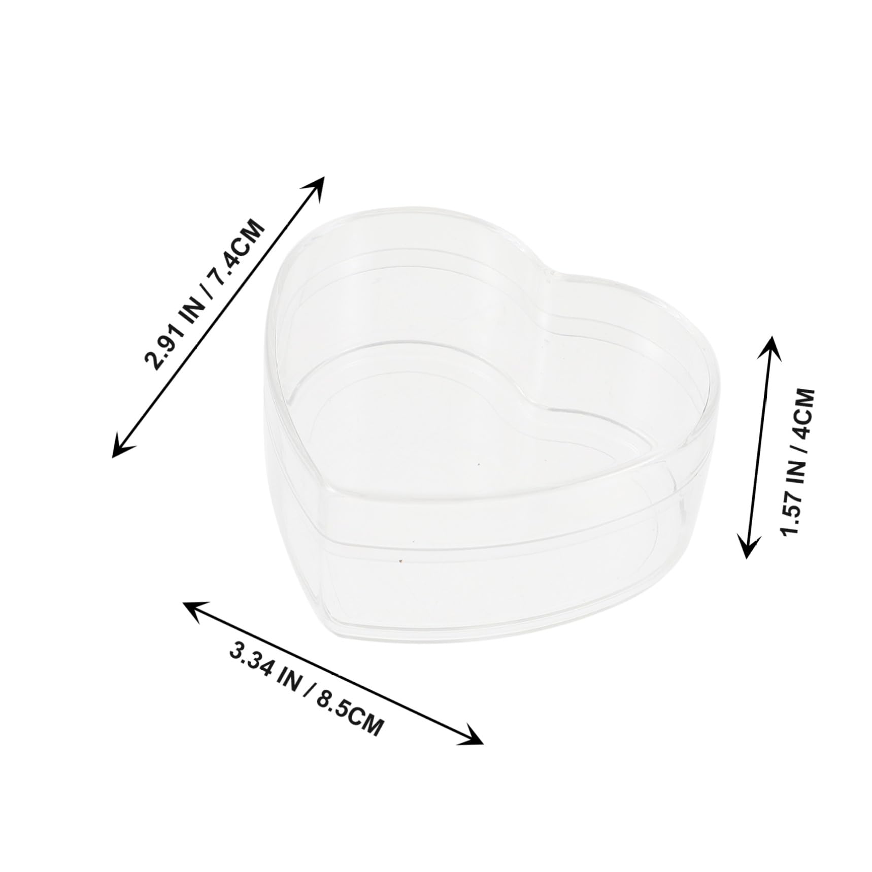 Amazon｜透明なプラスチックハート収納ボックス：6ピースの空の