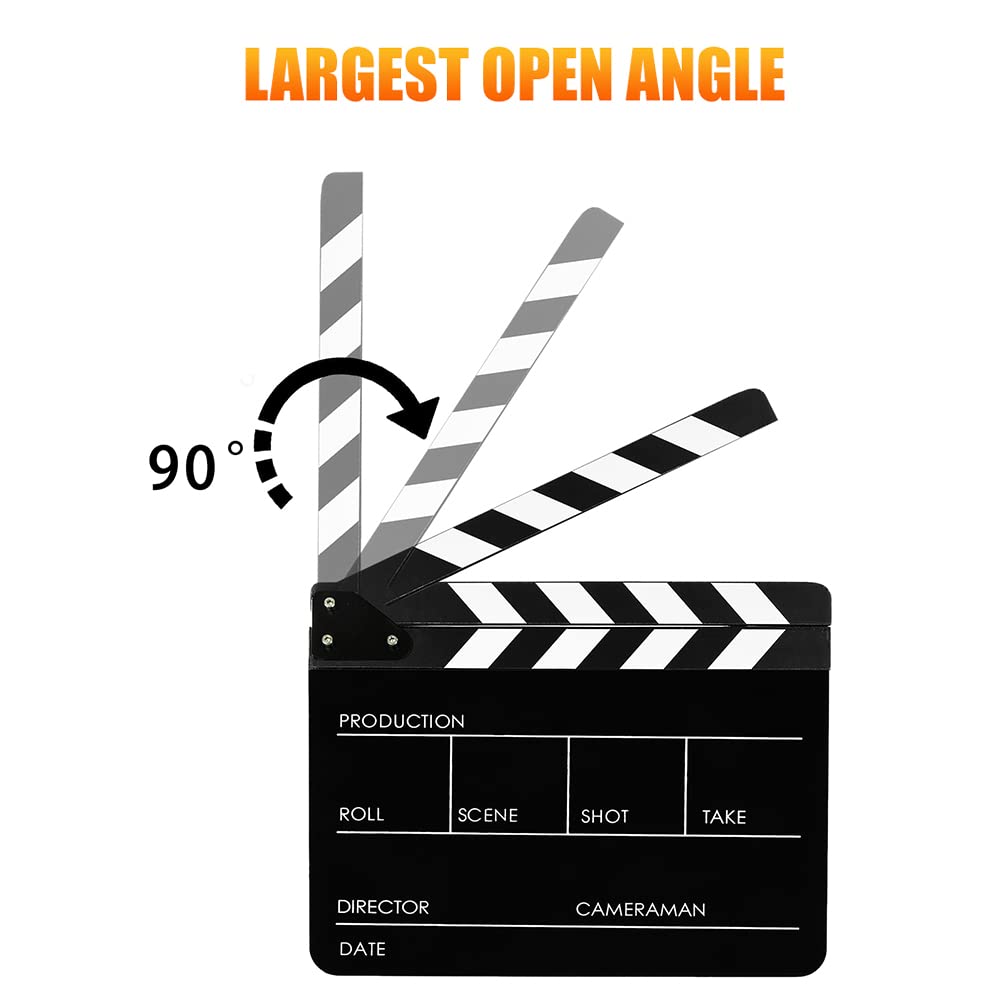 Tablero de plástico acrílico, Tablero de película de Director de 12x10 Pulgadas para películas, Videos, programas de televisión, Negro