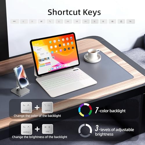 Image of for iPad Pro 13 inch M5 2025 & M4 2024 case with keyboard M4,Magnetic Attach,Multi-Gesture Trackpad,7-Color Backlit,Shortcut Keys,Auto sleep /awake,Magic Keyboard for iPad Pro 13-inch M4 2024,White