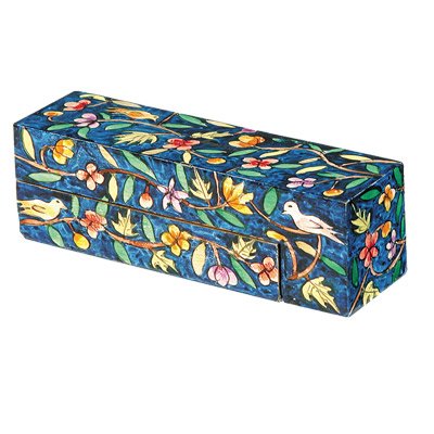 Yair Emanuel Oriental Hand Painted Wooden Travel Hanukkah Menorah