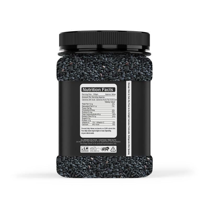 Image of KraveYum Black Sesame Seeds for Eating 100gm | Whole Fresh and Natural Unhulled Kale | Black Til Seed for Weight Management, Indian Spice | Kaale Til
