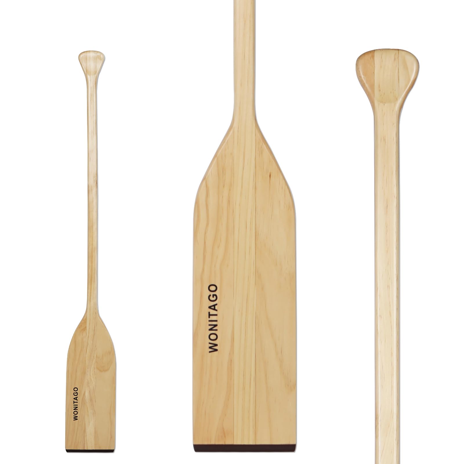 WONITAGO Wooden Canoe Paddle with Anti-Collision Edge, Ergonomic Palm Grip
