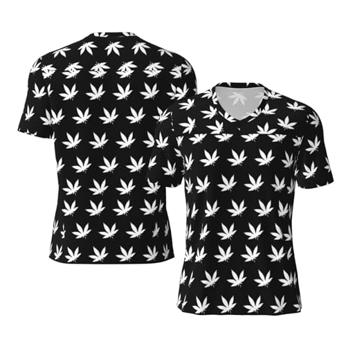 Stylish Athletic Sports Jersey Marijuana-Weed-Leaf Men's Rugby Jersey 3X-Large Black