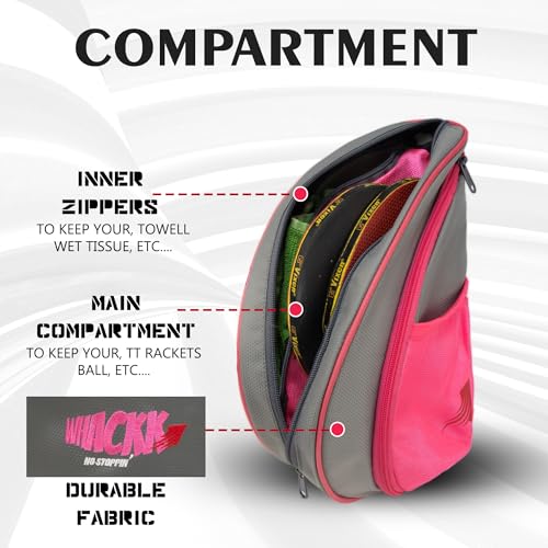 Image of WHACKK Twirl | Unisex Table Tennis Equipment Bag | Tennis Case | Racket Case | TT Bag Cover |Ping Pong Paddle Case (Pink)
