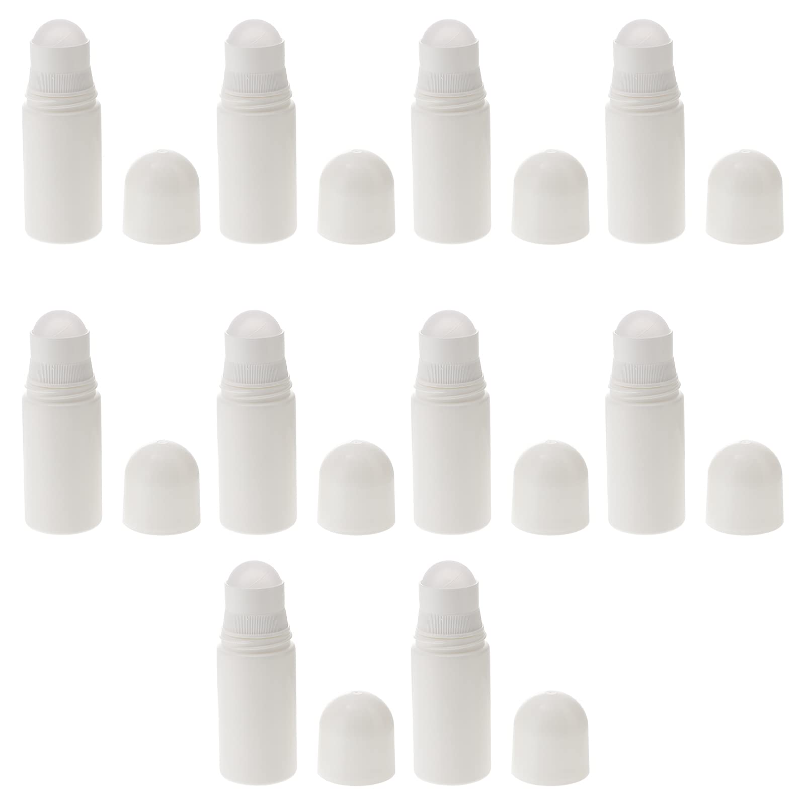 Healifty 10pcs Plastic Roller Bottles 50ML Empty Refillable Rollerball Bottle for Essential Oils Perfume Cosmetics White