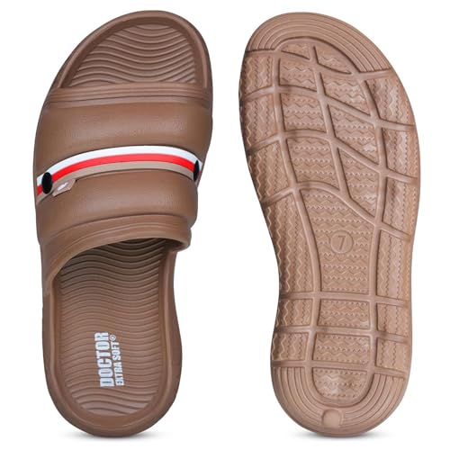 Image of DOCTOR EXTRA SOFT Men's Classic Ultra Soft Sliders /Slippers with Cushion FootBed for Adult | Comfortable & Light Weight | Stylish & Anti-Skid | Waterproof & Everyday Flip Flops for Gents /Boys D-527