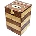 RoyaltyRoute Dual Tone Square Wooden Piggy Bank Money Box Handmade with Lid and Brass Inlay - Christmas Gifts for Boys, Girls Kids, Adults & Children            