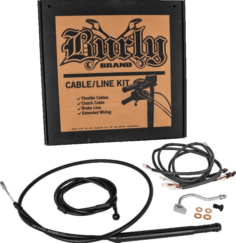 Burly Brand B30-1309 Extended Cable/Brake Line Kit for 16in. Ape Handlebar - Black