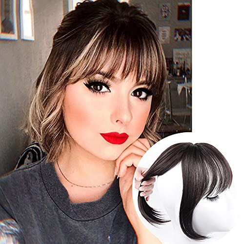 Bangs Clip Gfake Bangs with Temples Thin Air Blunt Light Bangs Headband Hand-made Clip on Bangs Hairpiece Blonde …