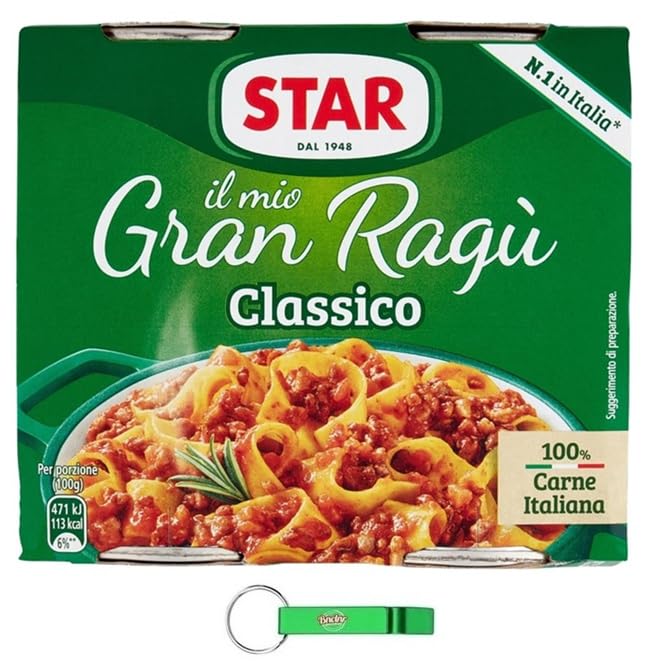 STAR Il Mio Gran Ragù Classico - 16× Confezione doppia (2 × 180g) salsa di carne pronta da servire, 100% carne italiana, gusto autentico,+ Portachiavi gratuito Beni Culinari