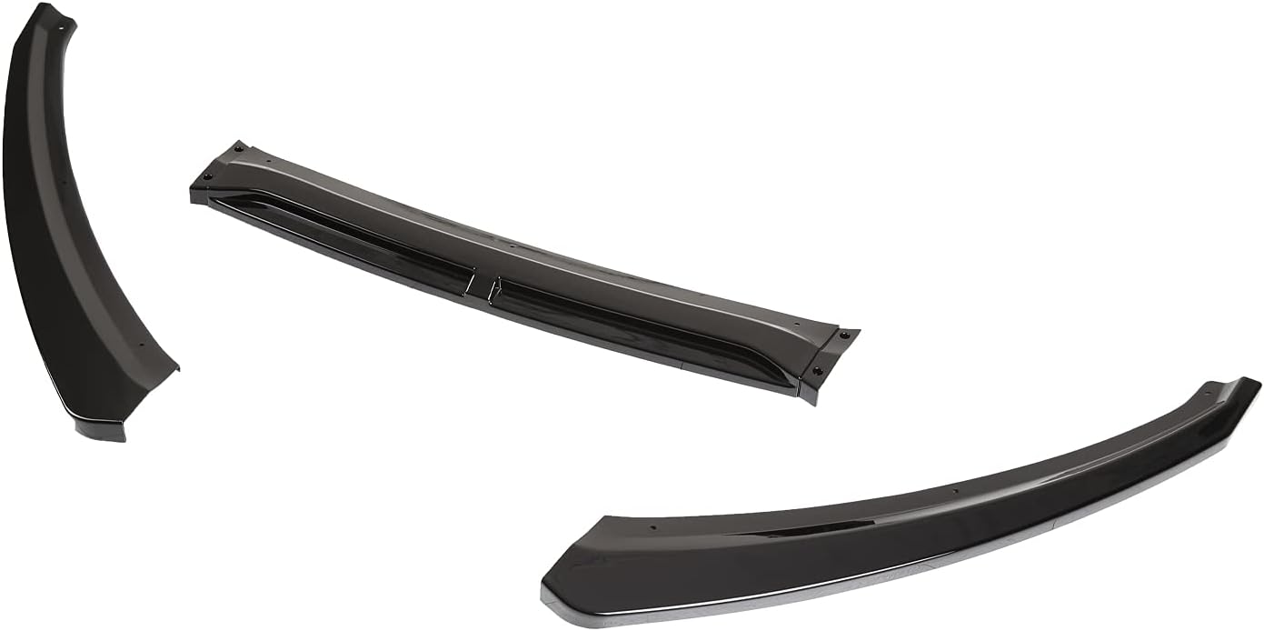 Spec-D Tuning Glossy Black Front Bumper Lip Spoiler Splitter Body Kit 3PC Compatible with 2015-2018 Ford Focus