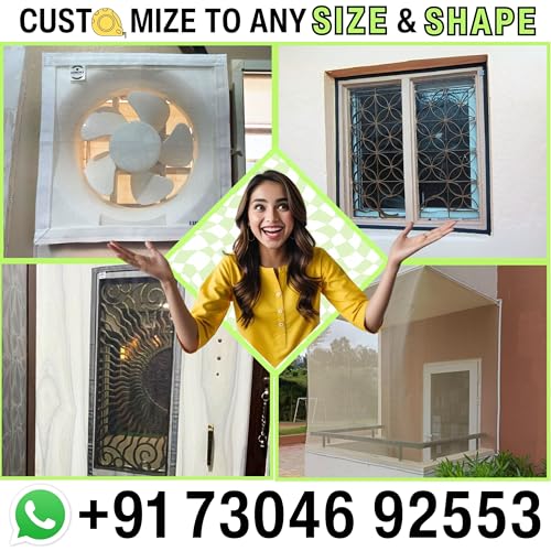 Image of ARMORX Fixed Size Fiberglass Window Mosquito Net | Stitched with Fastener Tape | Windows /Door DIY Bug Insect Mesh | Black - 3x4 feet | 36x48 inch | 91x122 cm