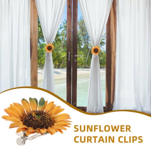 Pinzas para cortinas Tofficu de girasol de metal y tela, accesorios para ventanas de dormitorio 4