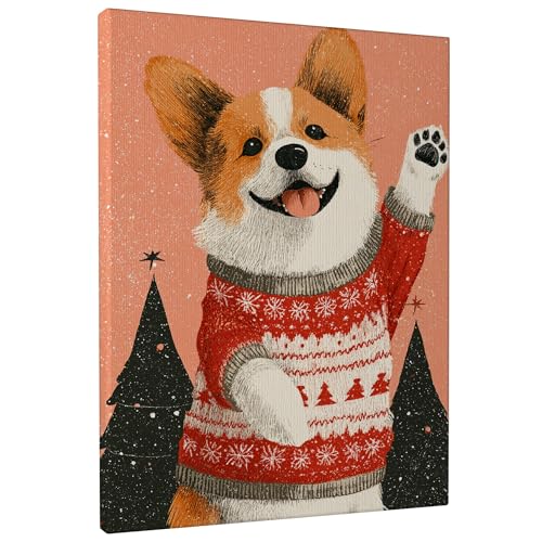 Toile murale Corgi rouge suspension déco restaurant salle à manger