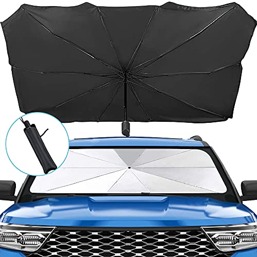 Windshield Sun Shade for Car, Foldable Car Windshield Sun Shade Umbrella for Sun Protection, Car Umbrella Sun Shade Protect Vehicle from UV Sun and Heat