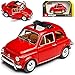 NEW FIAT 500L Klassik Rot Ur Modell ab 1957 18-22099 1/24 Bburago Modell Auto mit individiuellem Wunschkennzeichen
