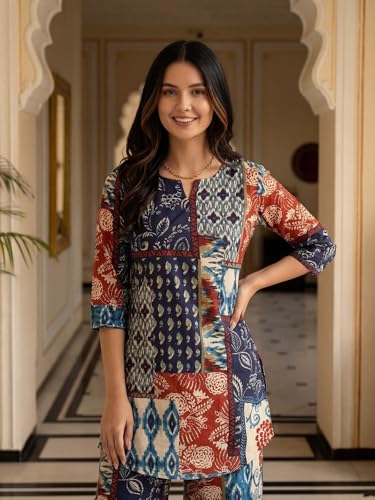Image of Leriya Fashion Kurta Sets for Woman | Co ord Set for Women Stylish | Kurti Set for Woman | Short Kurti for Women | Kurtis | Ethnic Jaipuri Straight Kurta Set with Palazzo Pants | Salwar Suit for Party Outfits