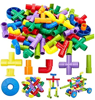 Bluebell Multi Coloured Educational Play and Learn Plastic Building Block Set Pipes Puzzle Set - Blocks for Kids Building Construction Blocks Games for Children