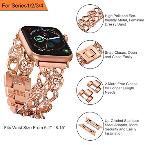 Fresheracc Compatible with Apple Watch Band iWatch Bands 38mm 40mm Women, Compatible for iPhone Watch Series 6 5 4 3 2 1, Cuban Chain Wristband Replacement Straps