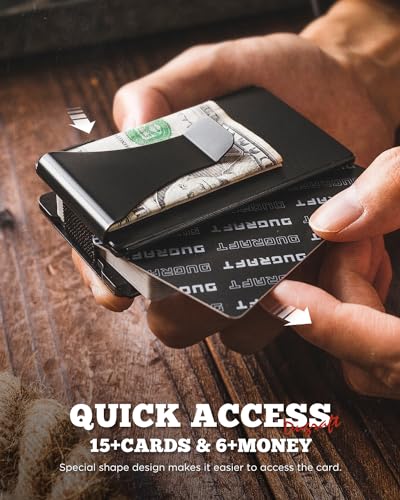 DUGRAFT Minimalist Card Wallet For Men - Slim RFID Blocking Front Pocket Credit Card Holder & Money Clip - Mens Metal Wallet for 15+ Cards4