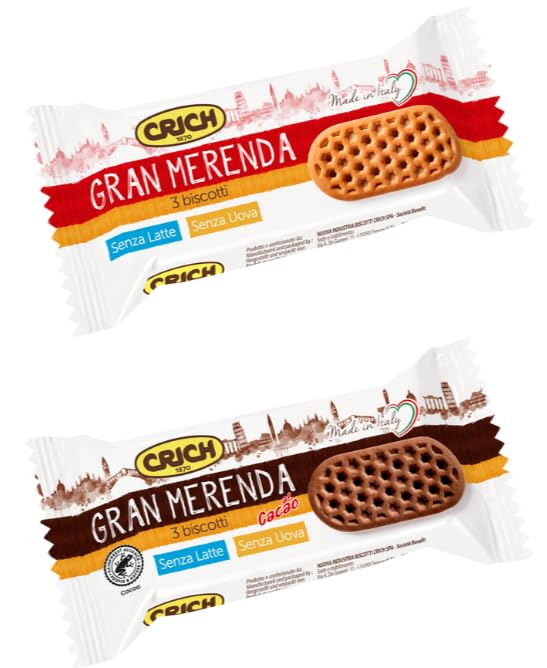 Crich Gran Merenda Biscotti Assortiti, Classico e Cacao, Senza Latte e Uova, 80 Confezioni Monodose da 3 Biscotti, Made in Italy