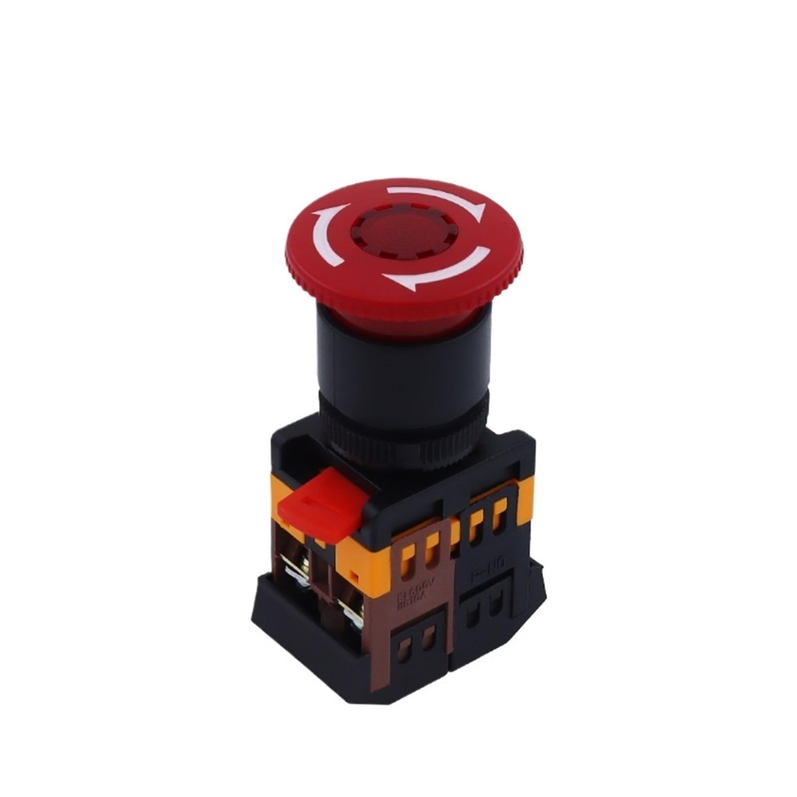 Interruptor de botón de cabeza de hongo ANE-22 con luz LED, botón de parada de emergencia (orificio de montaje de 22-25 mm), CA 220 V, 3 unidades