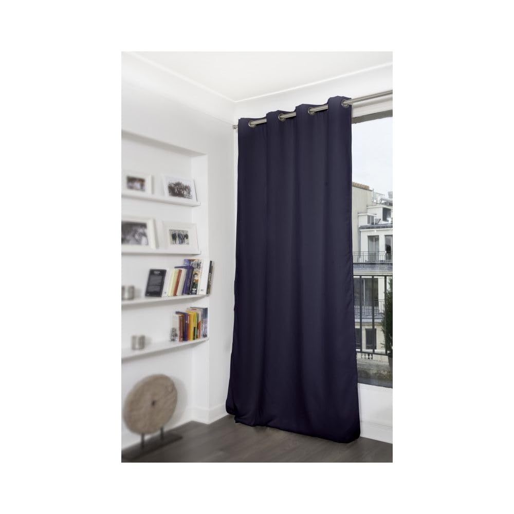 Moondream ThermActiv® Rideau Thermique Hiver+Été 2en1 | Isolant Anti-Chaleur et Anti-Froid | Occultant | Technologie Brevetée | Fabrication UE | Oeillets | Bleu MC412 | 140L x 260H cm