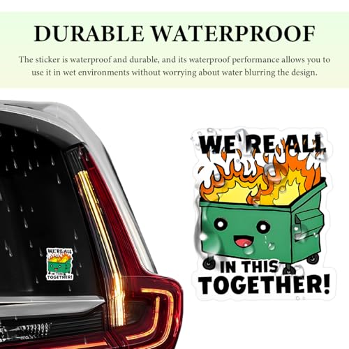 Image of 3PCS This Little Light of Mine I'm Gonna Let It Shine Sticker, 2 inch Funny Dumpster Fire Meme Decor Sticker, Waterproof Vinyl Dumpster Decal for Car Window Bumper Laptop Phone (2x2)