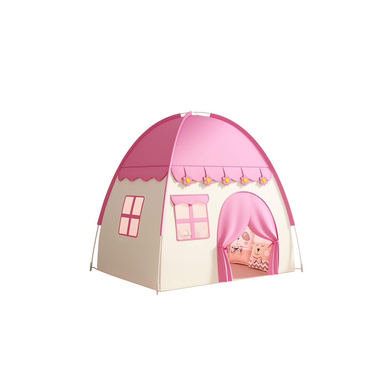 Naroote Kinderspielzelt, Stabiler Rahmen, Zusammenklappbares Kinderspielhaus, Ideal für Familienausflüge, Kinderspielzelt Im Innenbereich für Kreative Spielzeit (PINK)
