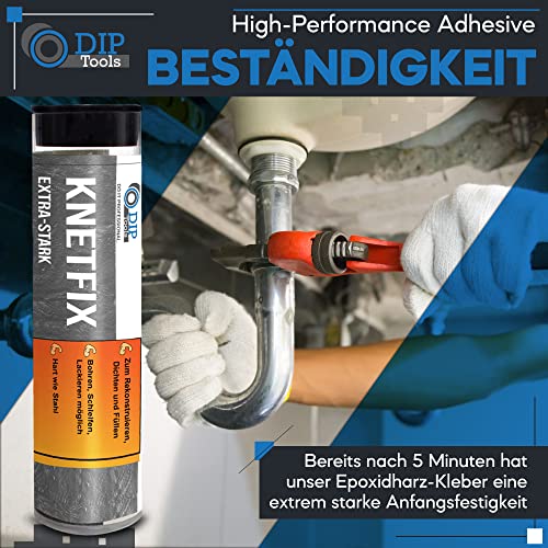 DIP-Tools Wasserdichte 2k Epoxidharz Knete - Epoxidharz mit Härter - 2 Komponenten Kleber - 2k Kleber - Powerknete, Reparaturknete (1x56g)