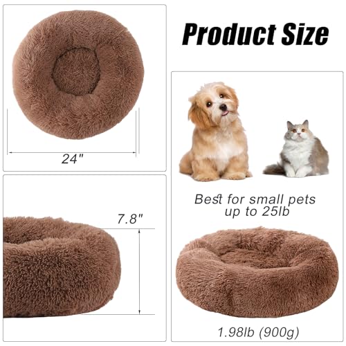Small Round Dog Bed, Cat Beds for Indoor Cats, Calming Anti-Anxiety Donut Bed for Puppy and Kitten, Washable Round Fluffy Pet Bed for Small Medium Dogs and Cats(Fits up to 25 lbs Pets) - Image 6