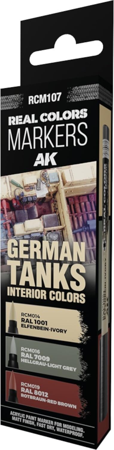 Real Colour Markers GERMAN TANK INTERIORS 3 paint markers RCM107 AK Interactive