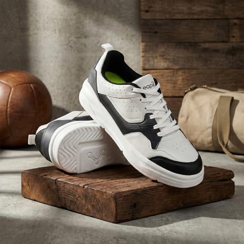 Image of Liberty LEAP7X SNOOKIT-1E Sneakers for Men - Clean White Lace-Up Casual Shoes | Memory Foam Cushioned Insole, Lightweight Sneakers, Walking, College, Travel, Office & Casual Outings