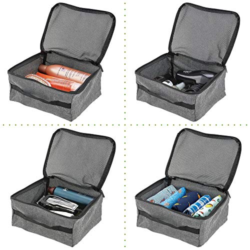 mDesign Medium Fabric Travel Storage Organizer Cube with Mesh Tops, Handles and Two-Way Zippers for Packing Suitcases… - Image 6
