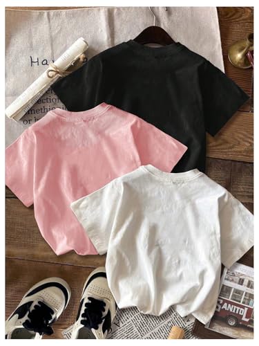 GORGLITTER Girl's 3 Pack Graphic Tees Short Sleeve Crew Neck Summer Cute T Shirts Tops2