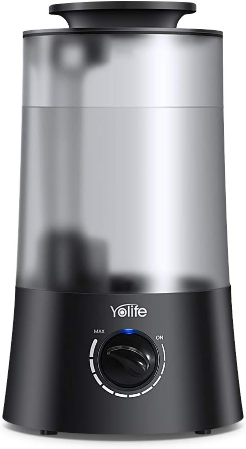 YOLIFE Top Fill Humidifiers Ultrasonic Cool Mist Humidifier for Bedroom Home Baby with Stepless Adjustable Mist Levels Whisper Quiet Auto Shut Off 4L Large Open Water Tank