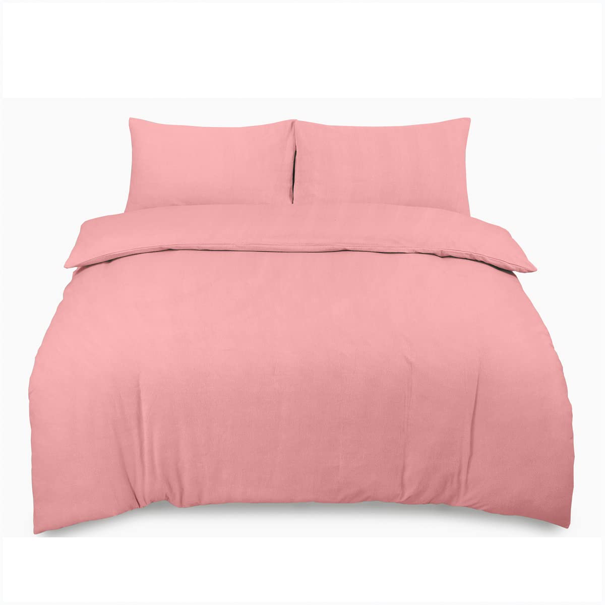 Gc Gaveno Cavailia Pink Brushed Cotton Bedding Set King Size, Plain Dyed Duvet Cover Sets, Flannelette Quilt Bedset,
