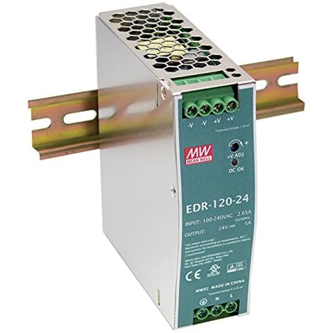 MEAN WELL EDR-120-24 Single Output DIN Rail Power Supply 24V 5 Amp 120W Cover