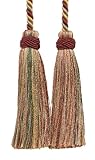 DÉCOPRO Imperial Collection Double Tassel Curtain and Drapery Tieback Holdback 4' Tassel (10cm) 26' Spread (66cm) # ICT Cherry Grove Beige #4770 (Golden Beige Rust Red Olive Green) Individually Sold