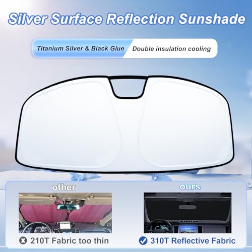 Image of Windshield Sun Shade for 2021-2026 Ford Bronco 2 /4 Door| Foldable Front Window Sunshade| 310T Reflective Polyester| UV Heat Insulation Protection| Outdoor Camping (Not for Bronco Sport)