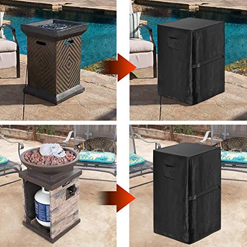 Womaco Patio Fire Column Cover 21 Inch Waterproof Outdoor Tall Fire Pit Mini Fridge Covers For Outside Propane Fire Column Protector Water-Resistant Refrigerator Cover (21"L X 21"W X 35"H, Black) #TOP5
