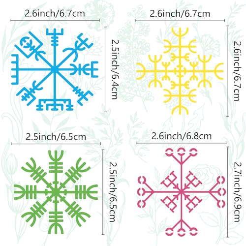 GORGECRAFT 16x16cm Viking Stencil Symbol Reusable Drawing Journal Stencil Rune Pattern Vegvisir Compass Stainless Steel Template for DIY Engraving Painting Scrapbook Pyrography Wood Burning Embossing - Image 3