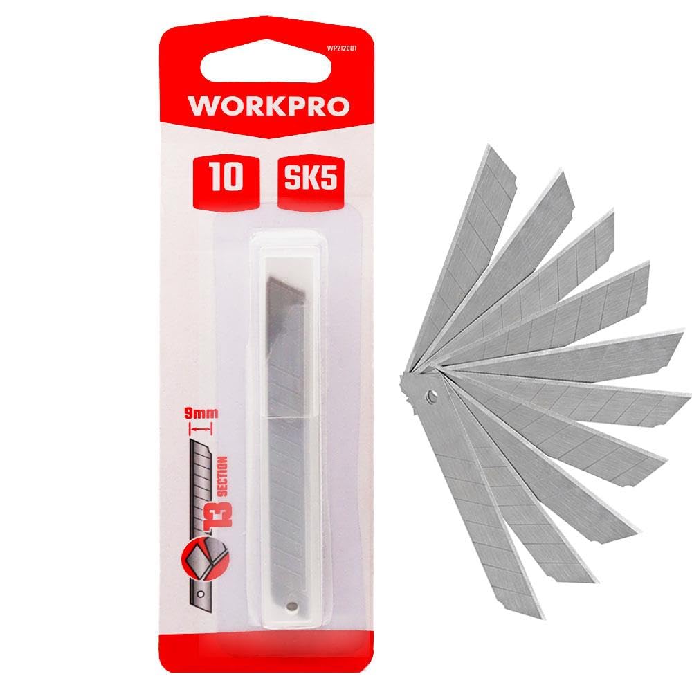 CUCHILLAS CUTTER 9mm, 10unid, SK5. WORKPRO
