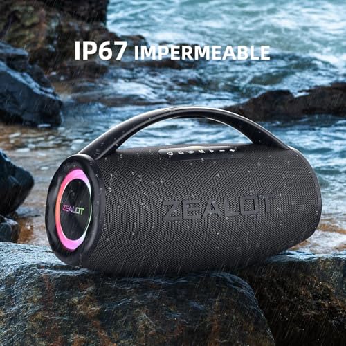 Image of Zealot Bluetooth Speaker, 80W Portable Speaker Loud with Booming Bass, DSP, IP67 Waterproof Outdoor Speaker, Wireless, PowerBank, Bluetooth 5.2, Large Bluetooth Speaker for Camping, Beach, Gift