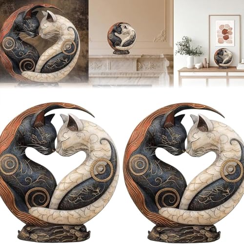 Figura Decorativa Gato Yin Yang Blanco y Negro miniatura 2